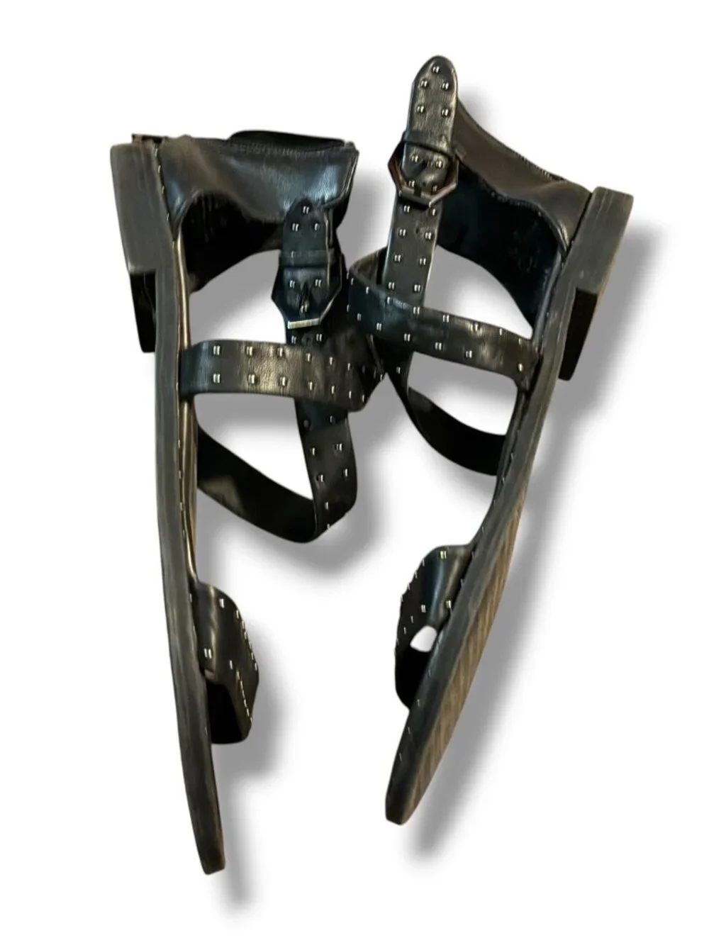 Rebecca Bond / FleecKer & Bond Studded Sandals – Black – Size 9.5M